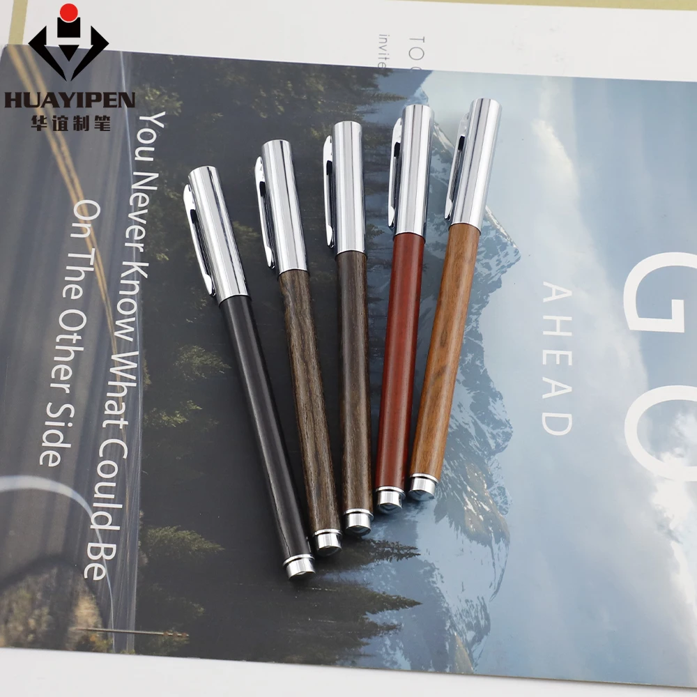 Высококачественная роскошная деревянная латунная подарочная ручка Huayi