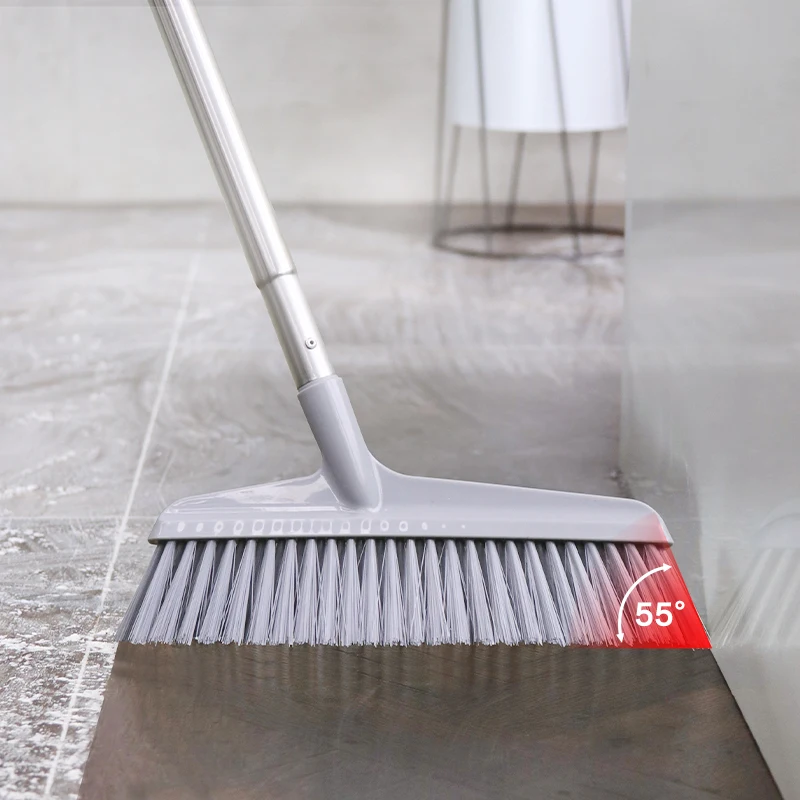 Plastic room cleaning bristle sweeping brush broom with metal telescoping broom stick for restaurants