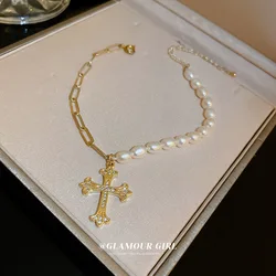 The Adjustable Simple Exquisite  Handmade Bracelet Fashion Cross Pearl Heart Zircon  Lucky Jade Bracelet