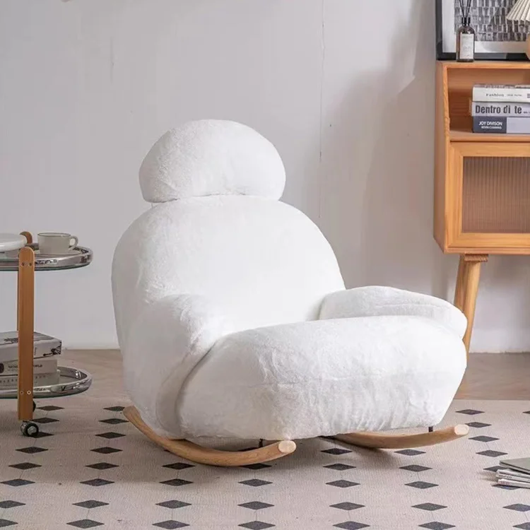 White Teddy Velvet Chairs Accent Chair Modern Rocking Chair Sofa For Home
