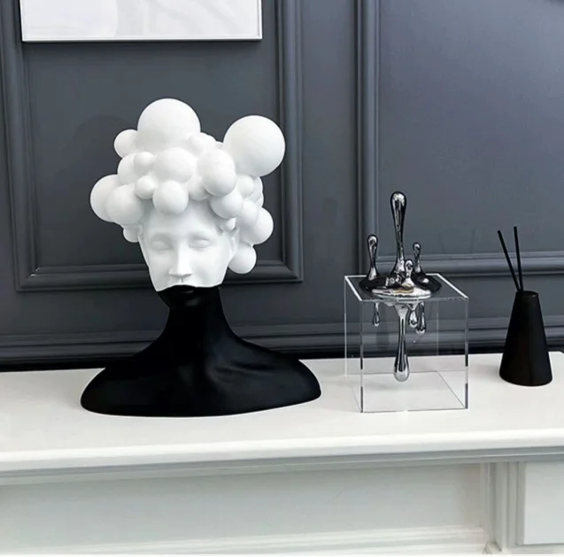 wholesale Sculptures Home Living Room decoration Decor Simple Abstract Black and White Tone Lady bust Figure Sculpture statue
