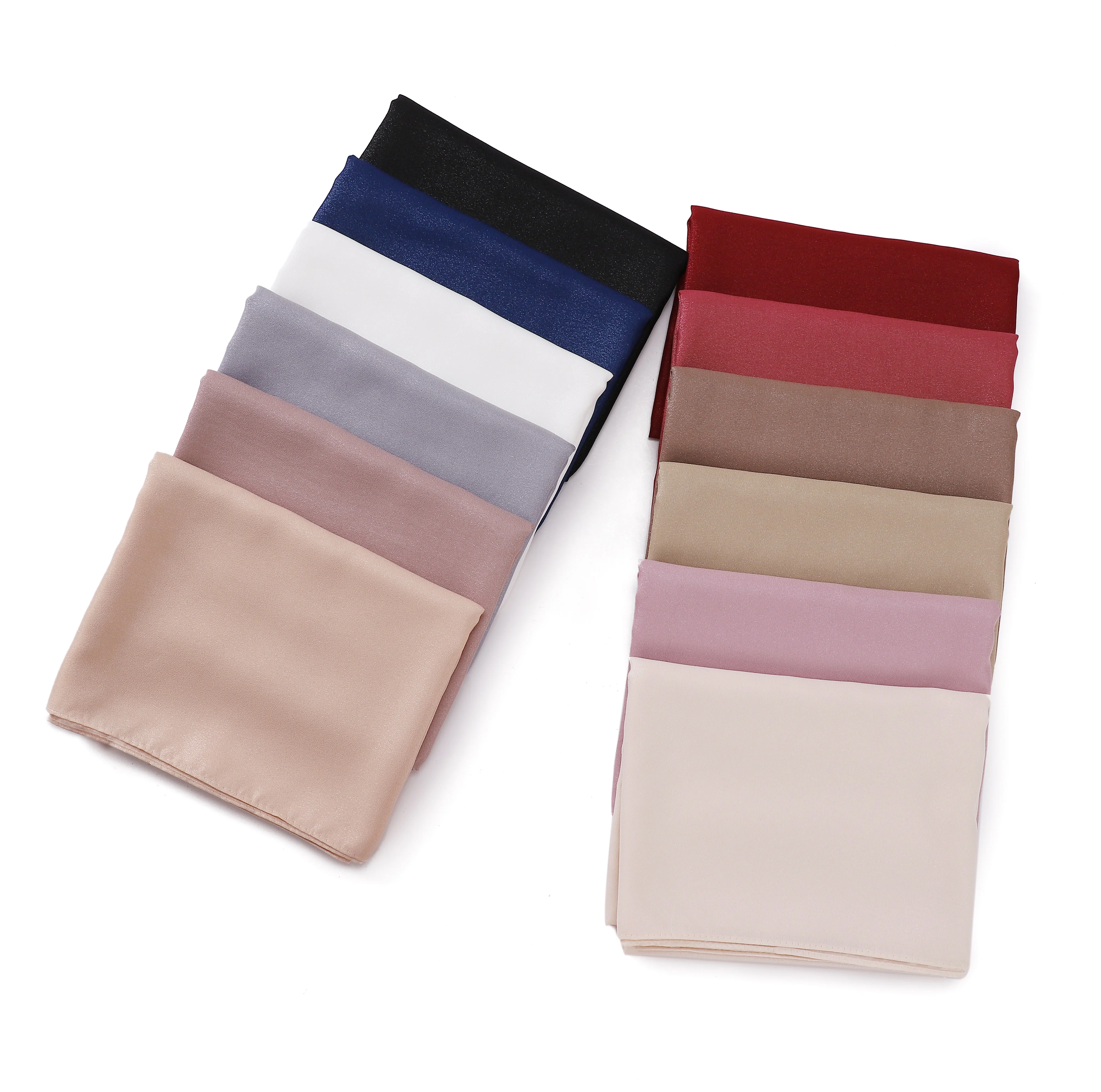 Designer Malaysian Head Wrap Women Long Breathable Solid Color Ladies Muslim Hijab Scarfs Polyester Shimmer Shawl