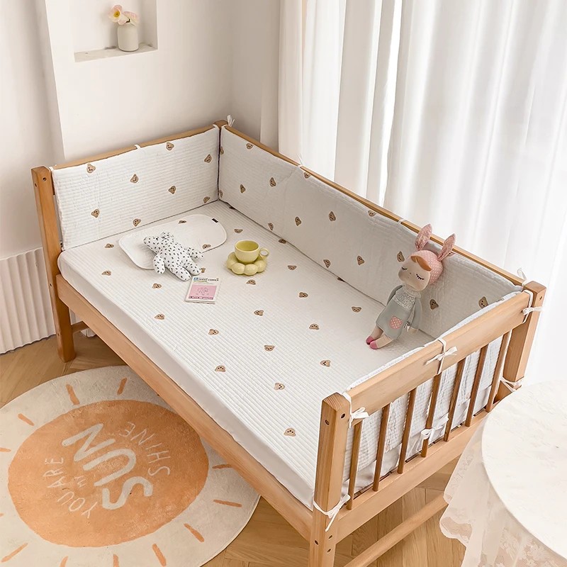 Baby Crin Bumper Organic Cotton Baby Bumper Crib Cot Protector Baby Cot Bed Bumper Pads Set 4 Sides Burdock