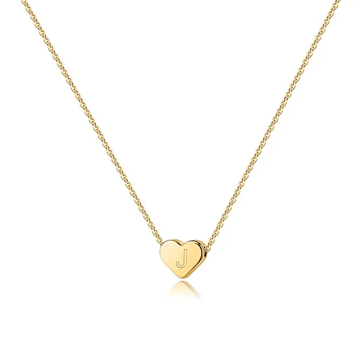 Hot Sale 925 Sterling Silver Gold Little Heart Initial Necklace Neckless Jewelry Women