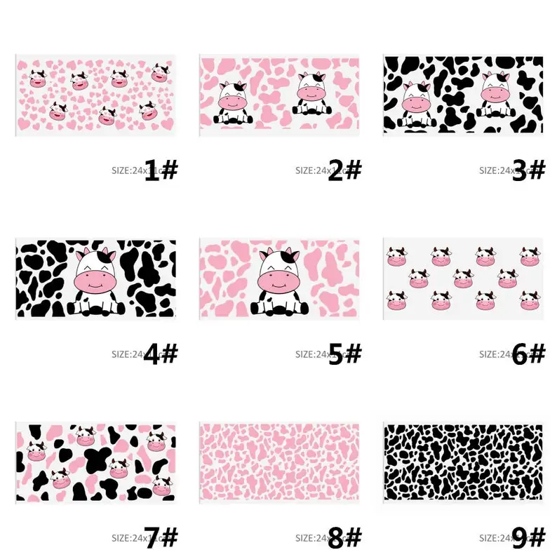 Wholesale Tumbler Transfer No Heat Needed Waterproof UV DTF Cup Wrap Transfers 16 oz Cow Pattern Sticker Label