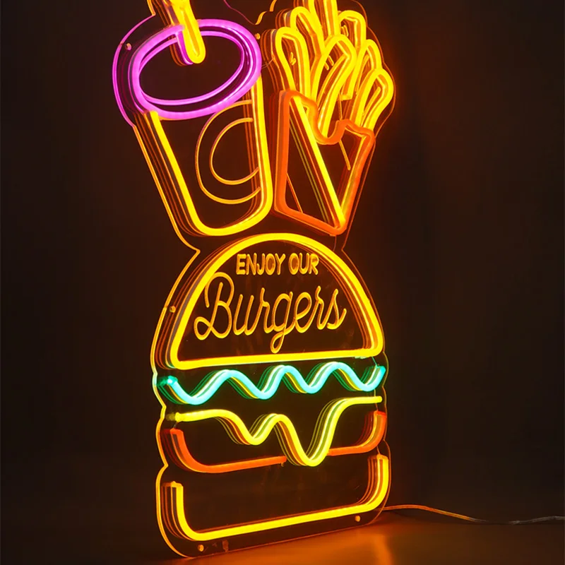 neon custom sign christmas neon sign rgb hamburger shop restaurant display light menu sign
