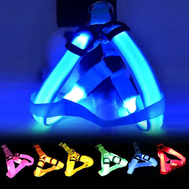 Wholesale Rechargeable Light Up Dog Belt Adjustable Vest Chest LED Pet Dog Harness