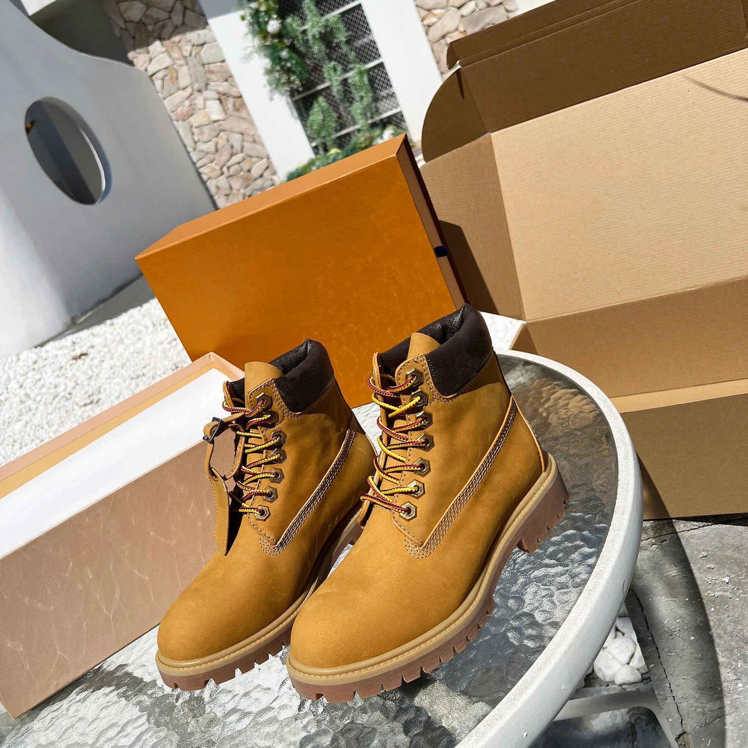 Couples Fashion Waterproof Rubber Leather Winter Boots Brand Martin Boots Shoes Factory Wholesale