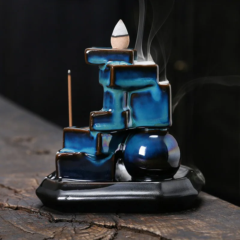 Custom Ceramic Incense Holder Powder Burner Kit Waterfall Lotus Flower Wholesale Portable Modern Mubkhar With Cones For Candles