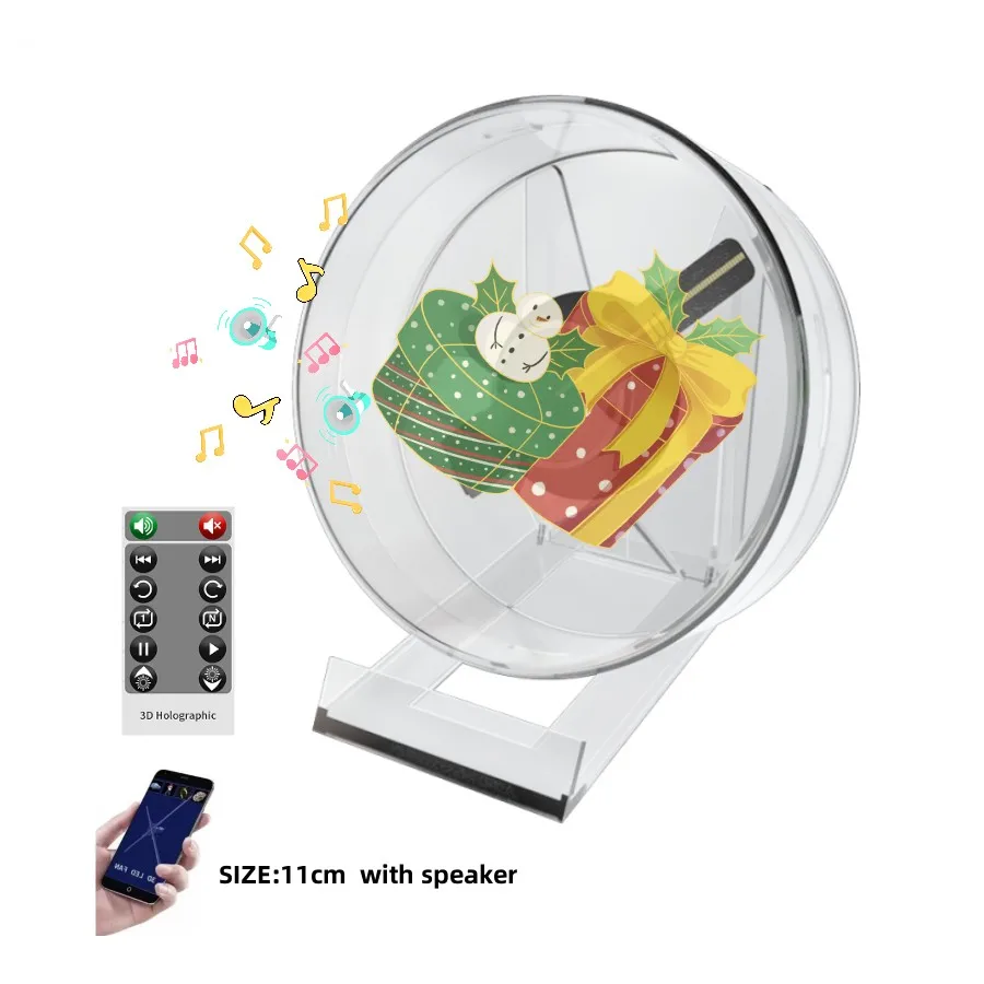 mini 11cm Mobile App control 3d hologram fan display with cover New portable 3d holographic fan hologram projector in case