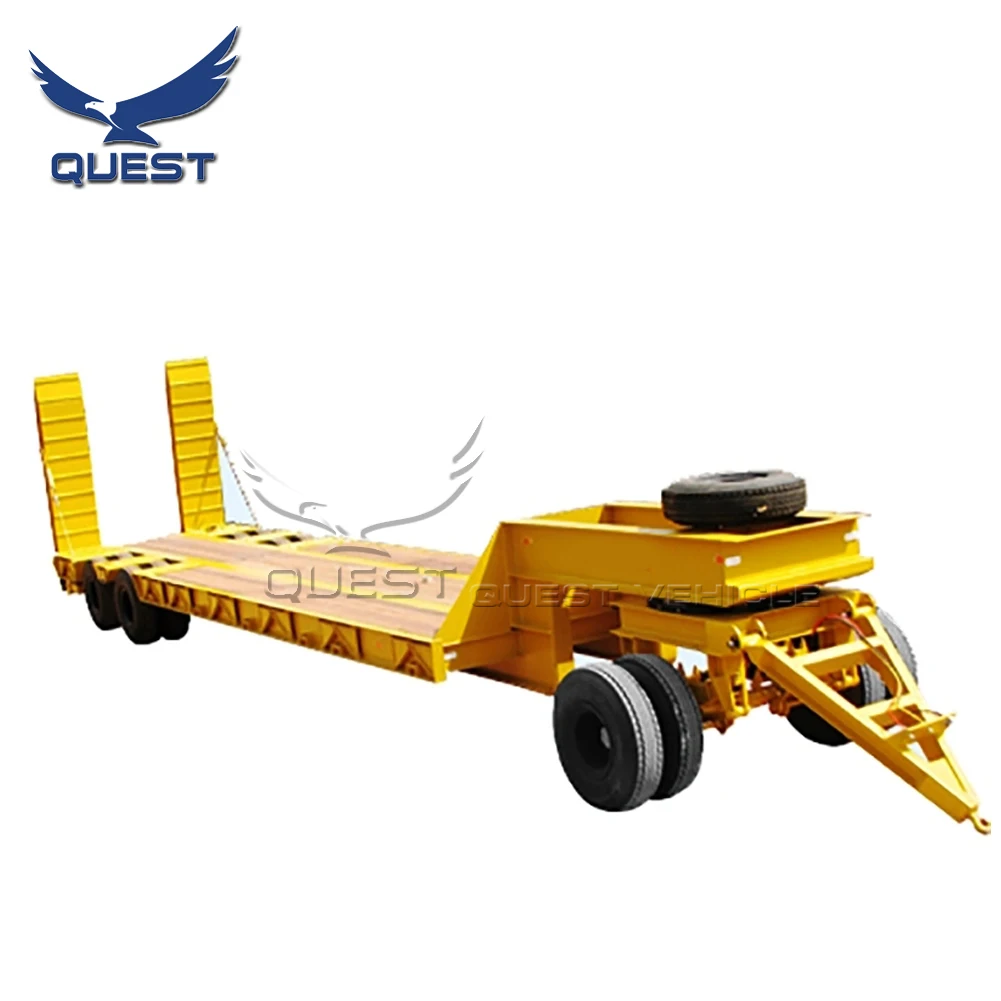 20ft 30tons Turntable Trailer Drawbar lowbed Flatbed Container Full Trailer For Sale Madagascar