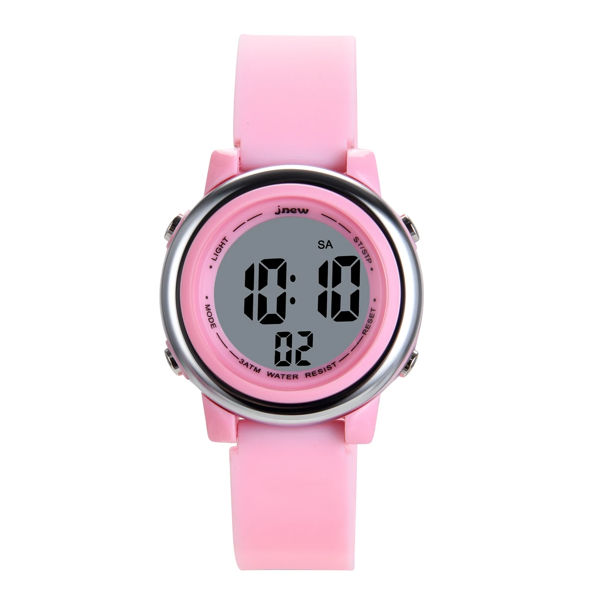 Pink Environmental Colorful Flash 3ATM Waterproof Time Digital Wrist Watch For Kid