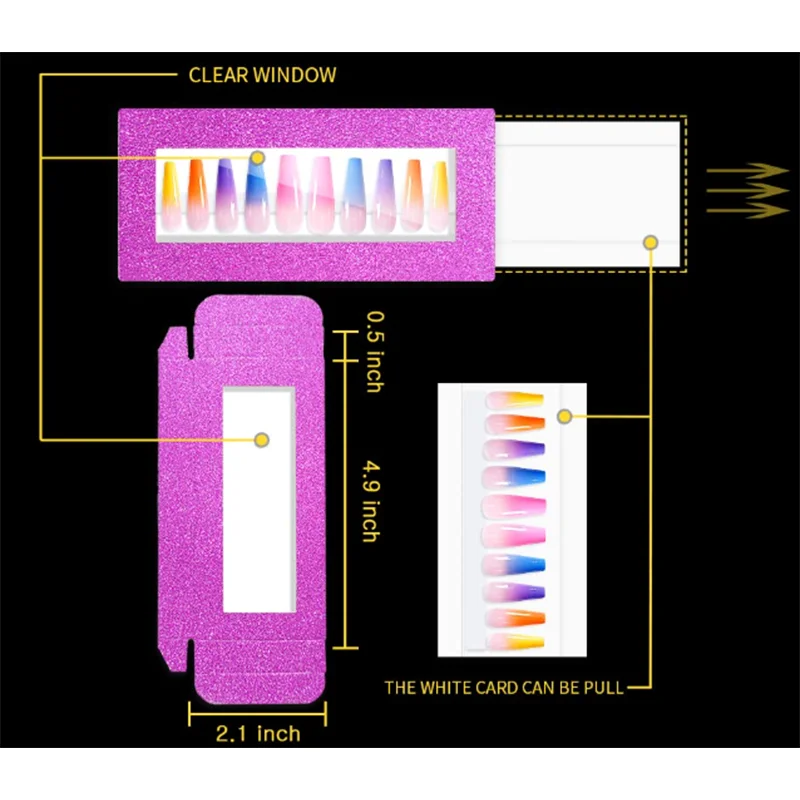 Cardboard Custom Empty Nail Tip Box Nail Box Kraft Packaging False Lash Luxury Press On Artificial Nail Paper Boxes