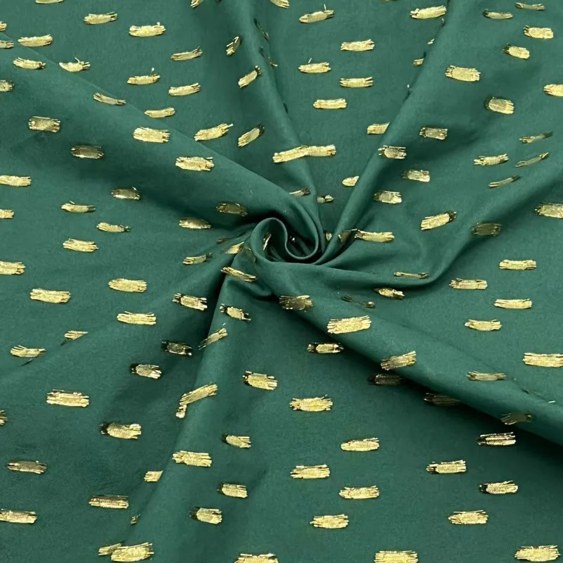 Yarn Dyed Gold Lurex 100Polyester jacquard Fabric cut flower chiffon fabric for blouse