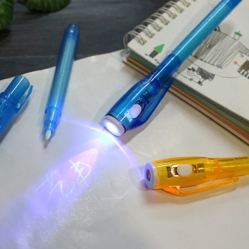 Custom Logo Adult Secret Message Uv Light Spy Pen Wedding Invitation Magic Invisible Marker Kids Diary Invisible Ink Uv Lamp Pen