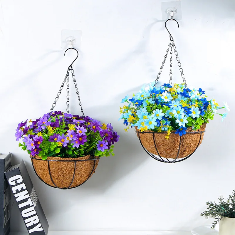 Wholesale high quality small artificial flowers with hanging baskets artificial flowers making for street decoration home decor