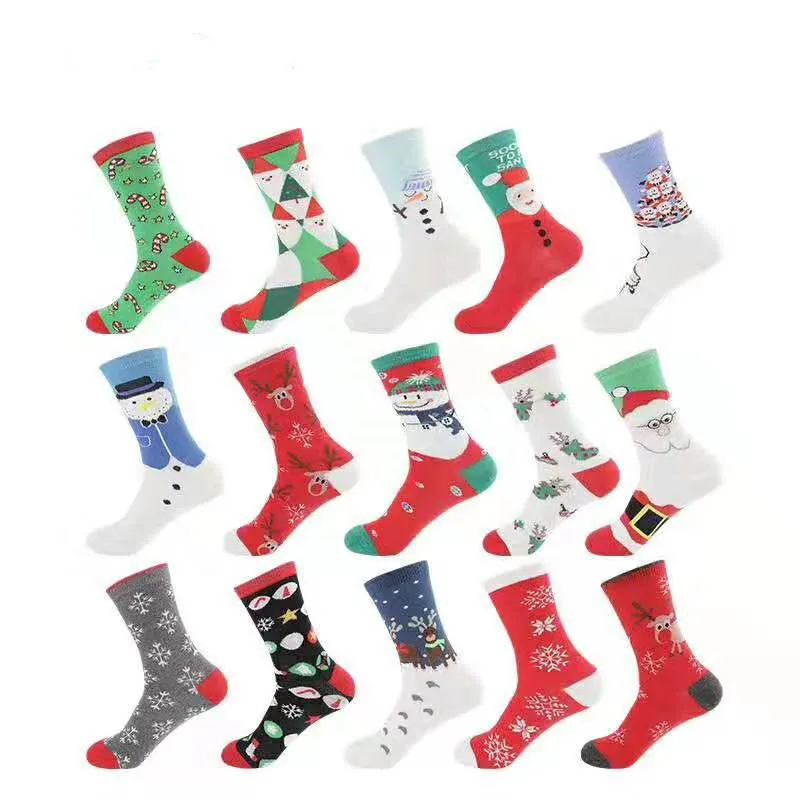 2023 New Custom Christmas Socks Women Autumn Winter Fashion Socks Mid Tube Man Christmas Socks
