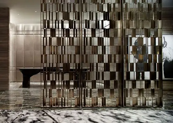 Hotel Decorative Stainless Steel Mirror Screen Modern Traditional Separator Room Divider