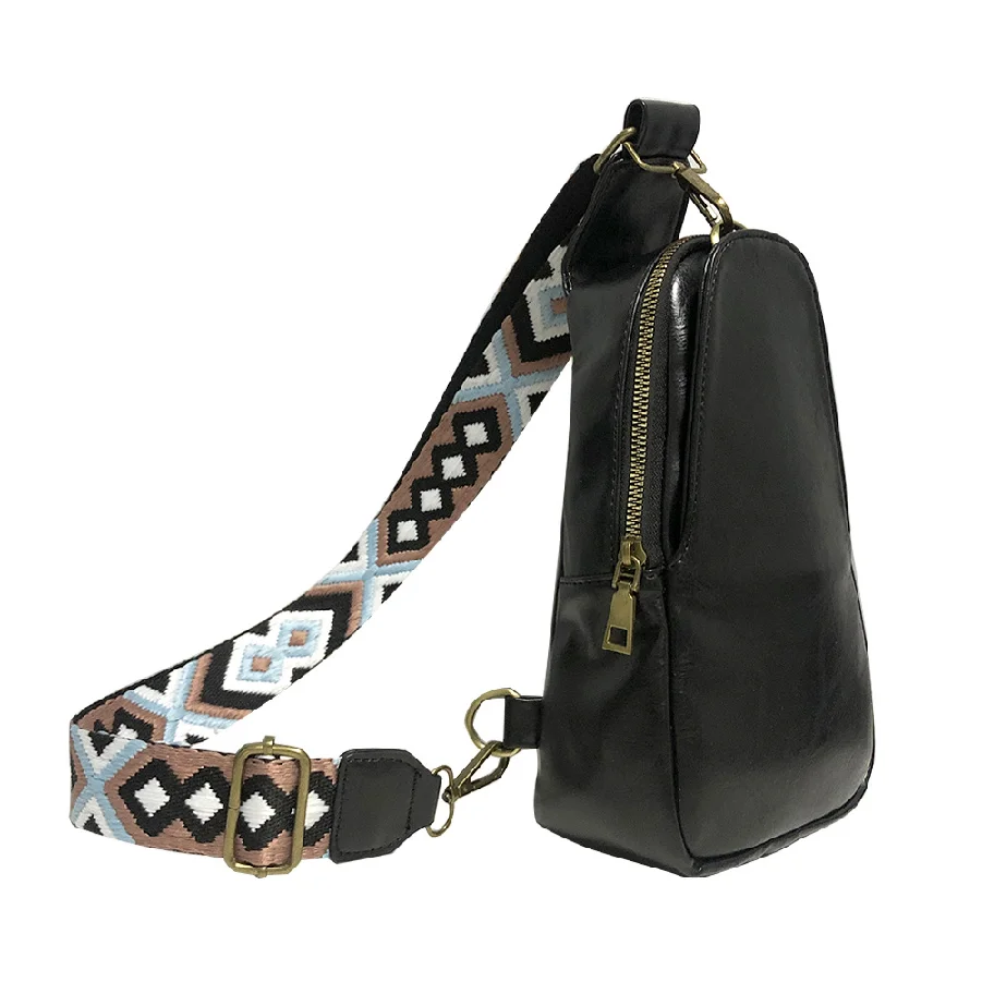 Cross Border Trend Printing Shoulder Girdle Leather Retro Metal Buckle Women S Bag