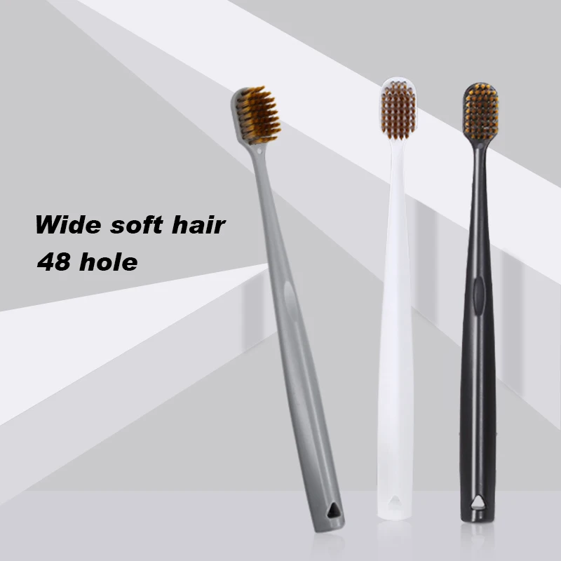 Wide toothbrush head 48 brush hole Better cleaning power Gold bristle soft bristles brush Men Flame brush wire