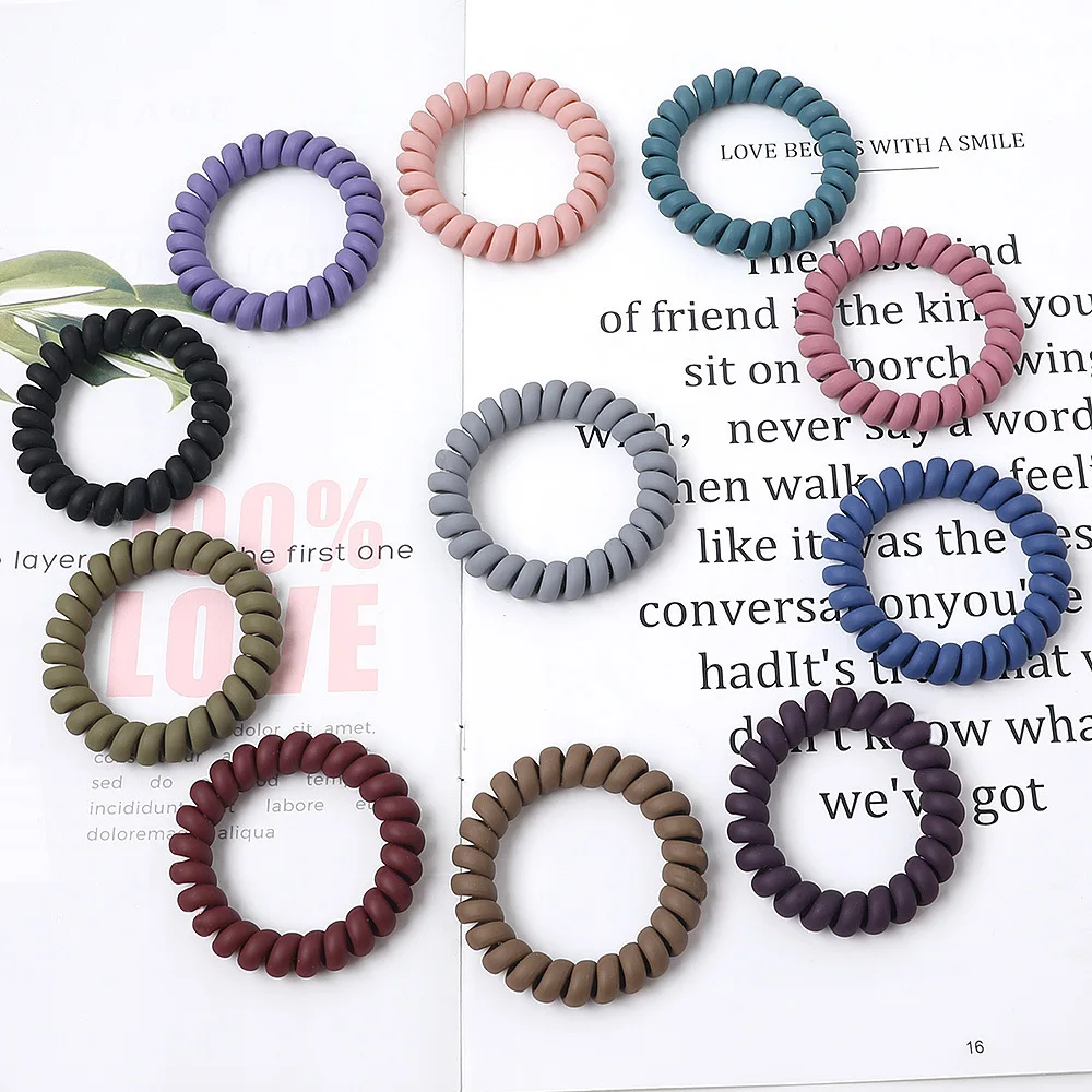 Wholesale  Hair Rubber Band Elastic Spiraled Scrunchies Telephone Cord Ties Hair Coils prompt goods