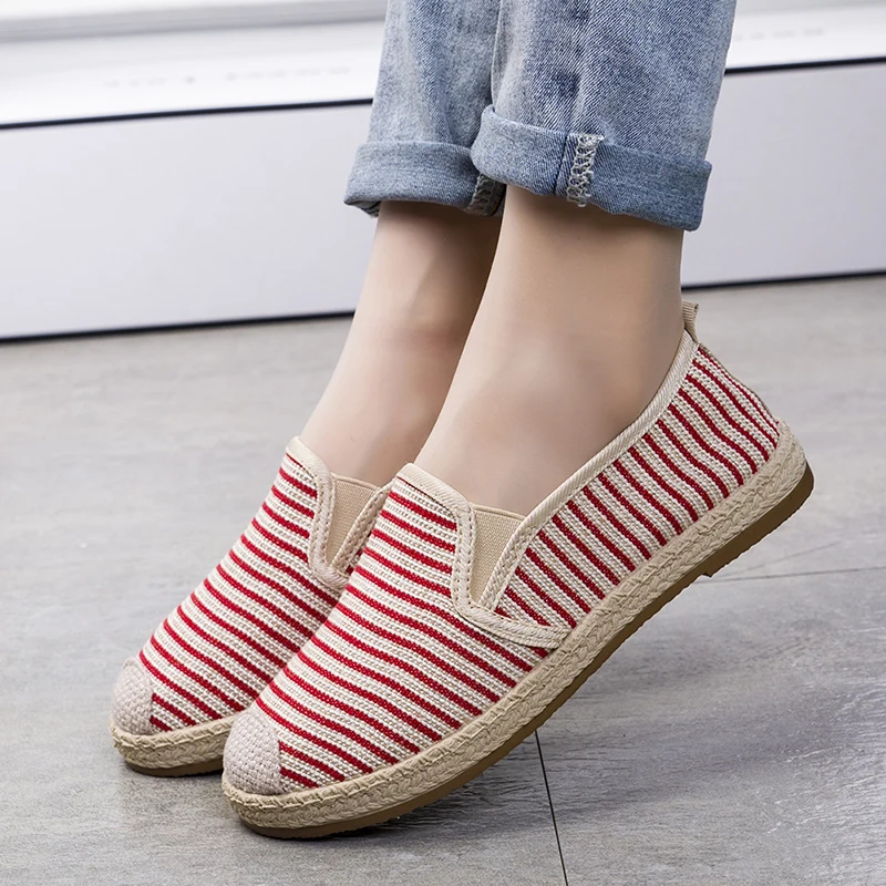 Fashion Espadrille Striped Casual Flat Ladies Flat Shoes