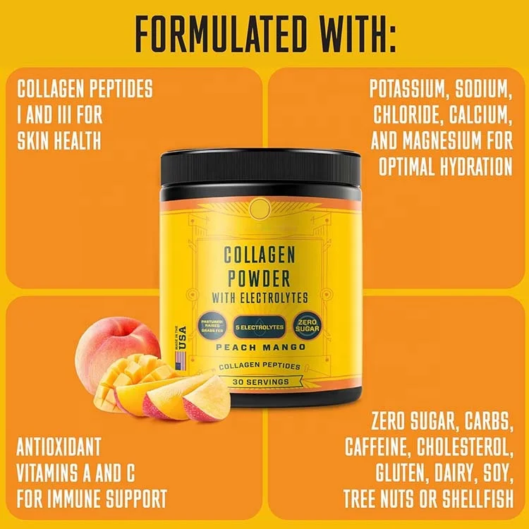 OEM Multi Collagen Supplements Collagen Peptides Hydration Electrolytes Powder For Hair Bone