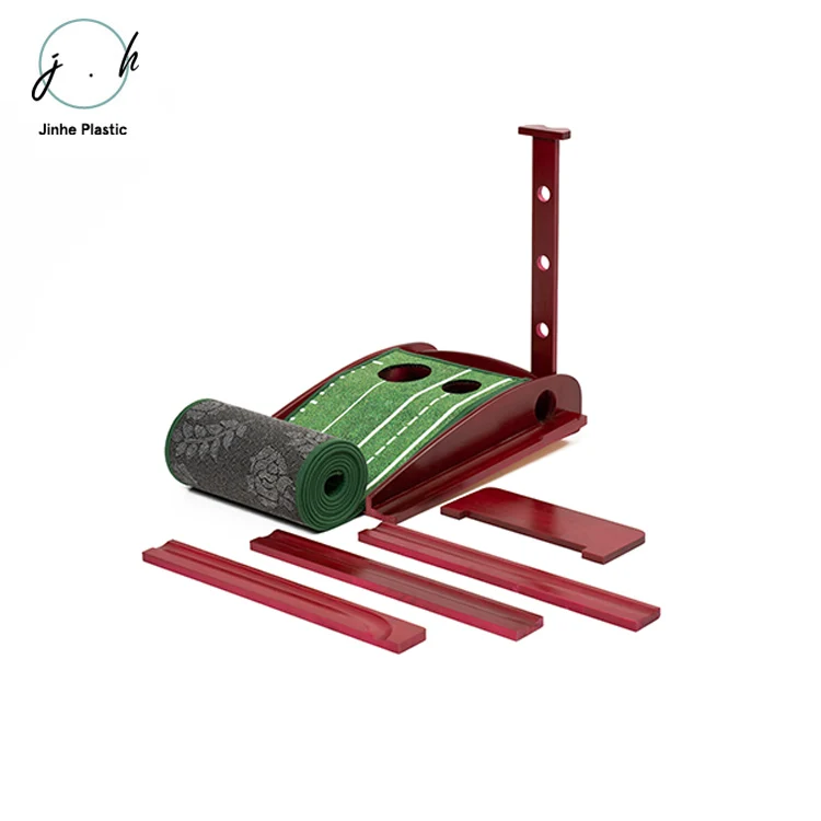 Solid Wood Base Golf Putting Mat Putting Green Indoor with Auto Ball Return