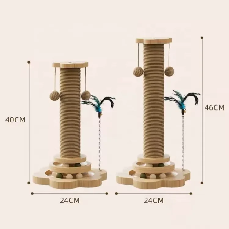 Multi-functional Cat Scratching Posts, Interactive Cat Toys for Indoor Cats,Sisal Rope Kitten Scratch Post with Ball