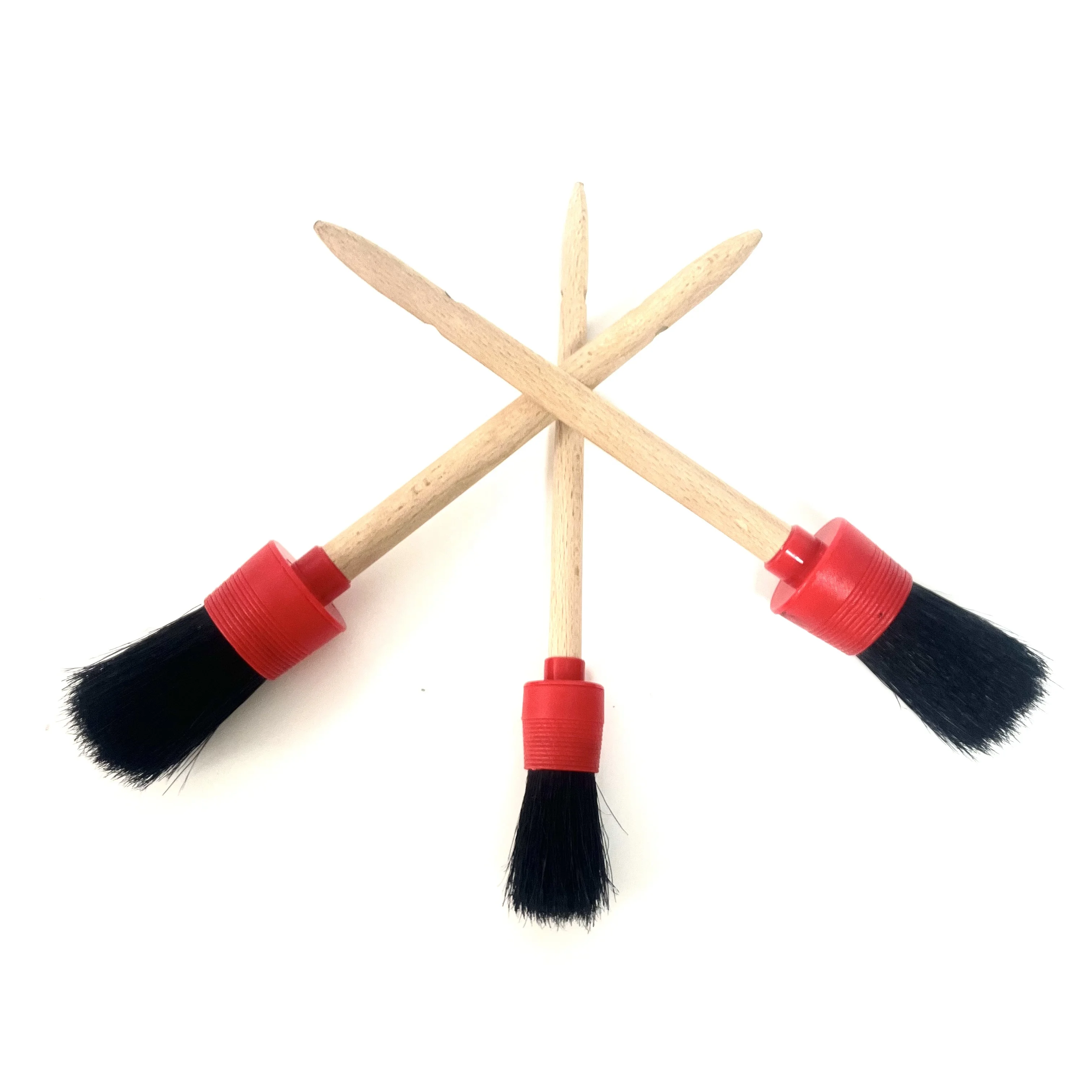 Selected Auto 5pcs pack beech wood handle boar hair car care detailing brush hog hair soft bristle interior cleaning brush combo