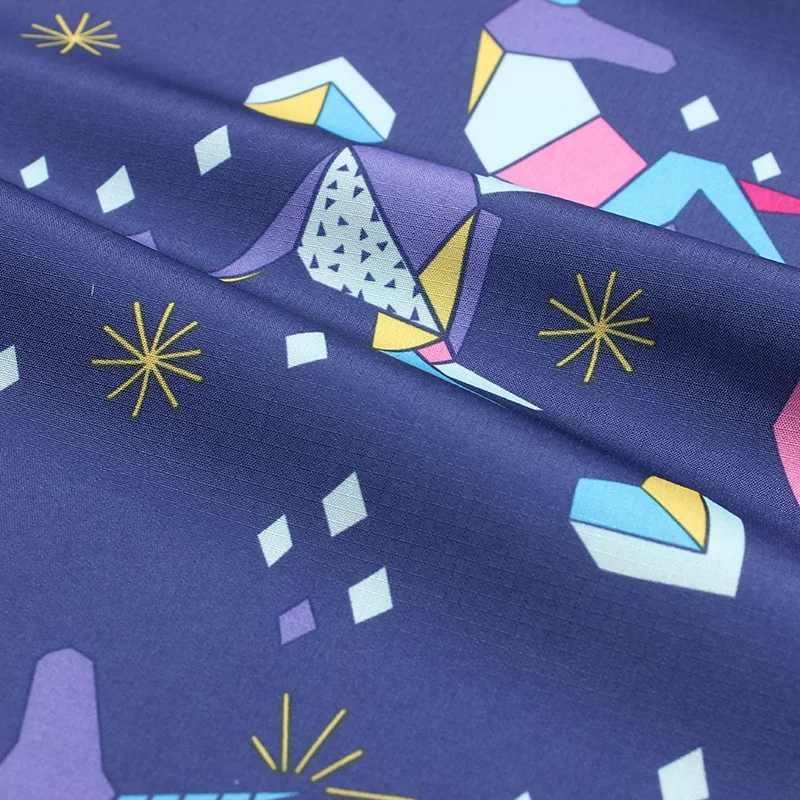 
ripstop polyester pongee fabric unicorn pattern 