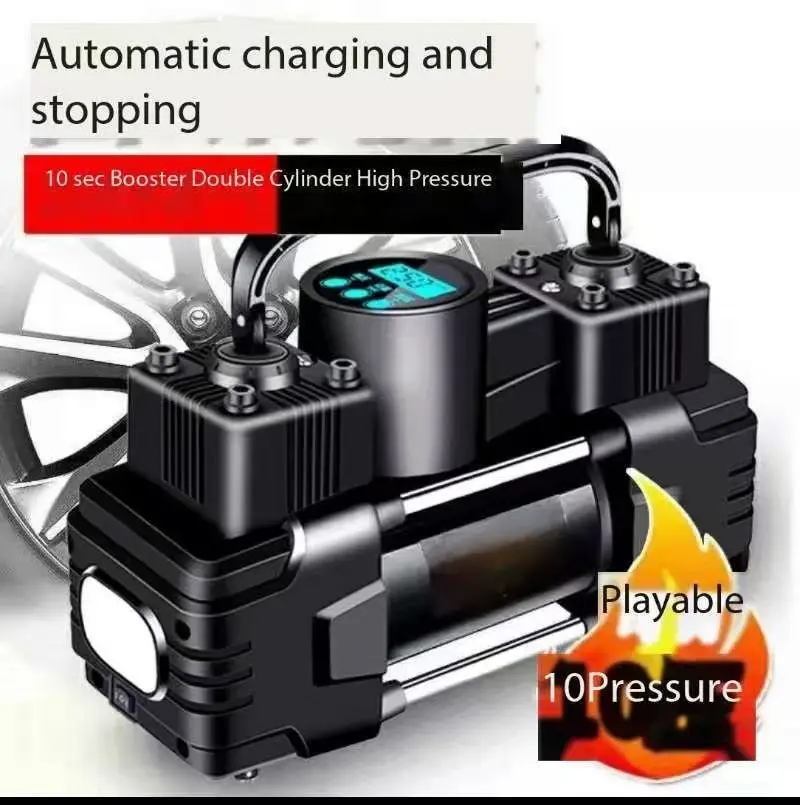 CE Approved 150psi Auto Air Inflator Portable Heavy Duty Double Compensator Tyre Compressor Double Cylinder Type Car Tyre Pump