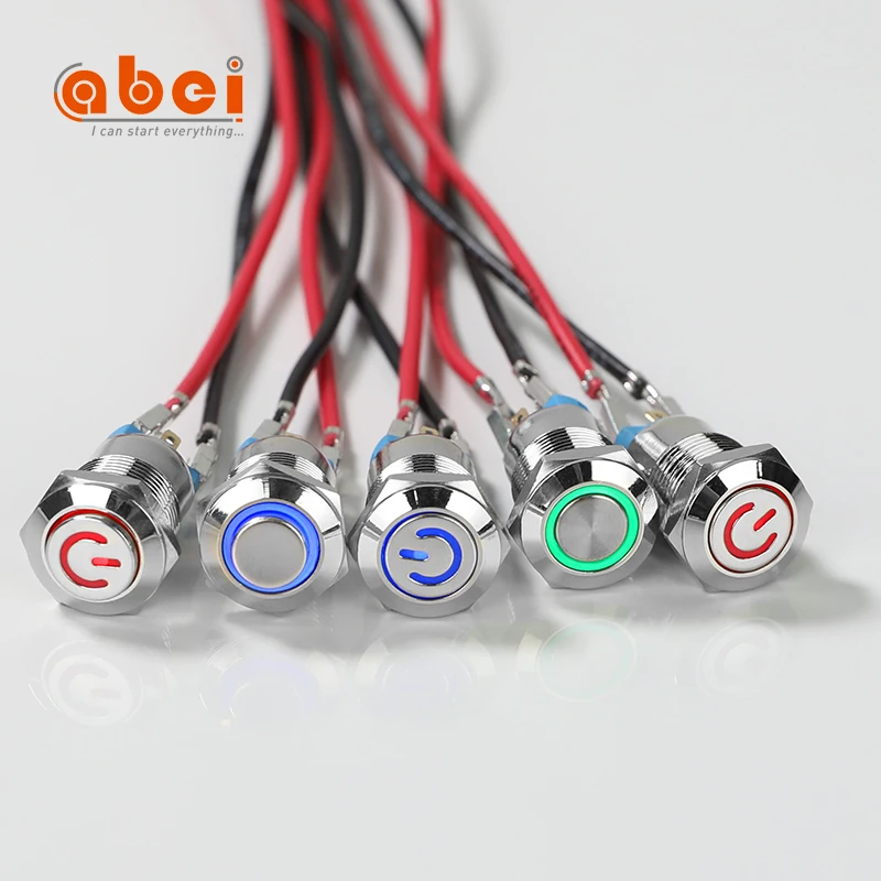 12mm Momentary on off latching LED 4pin 2pin high actuator Mini Metal push button switch 3-6V 12-24V 220V