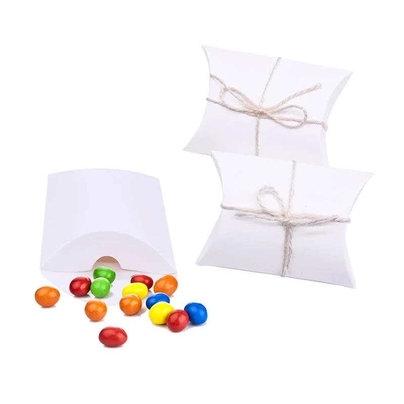Pillow Candy Box Kraft Paper Christmas Gift Packaging Boxes Candy Bags Wedding Favors Birthday Party Decorations
