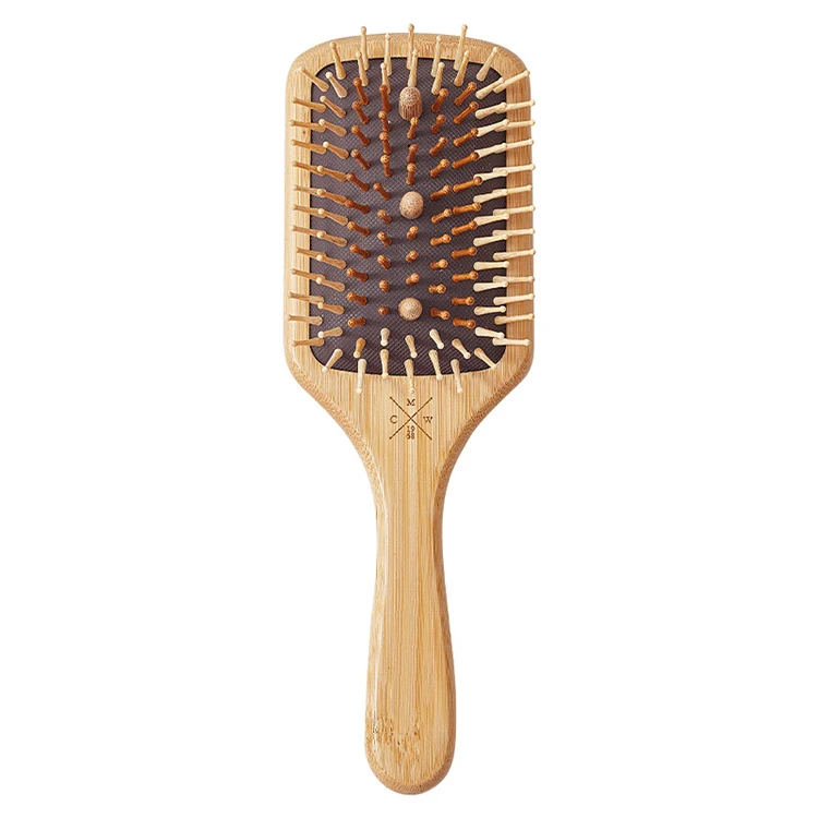 Natural Wood Paddle Brush Detanging Hairbrush Massage Shampoo Scalp Hairbrush