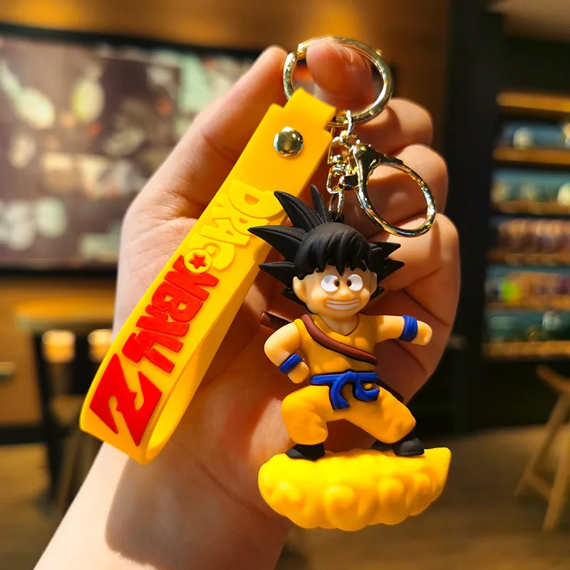 Zealed 52 Styles Cartoon 3D Anime key chains Rings 3d dragon balls Z Super pvc goku vegeta Cell Majin Buu rubber keychain