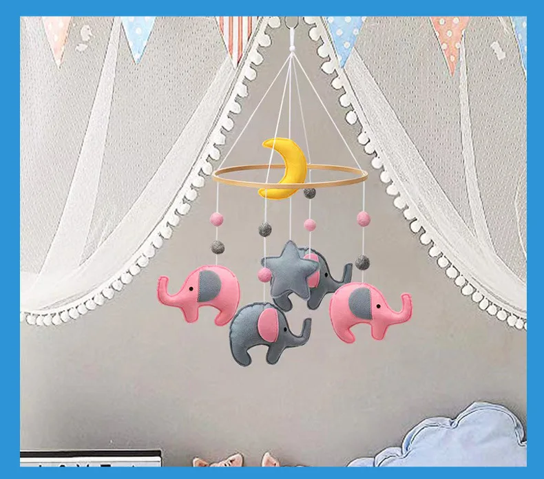 Baby Musical Crib Mobile Infant Bed Decoration Toy Hanging Rotating Bell with Melodies Dual Purpose