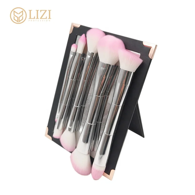 Hot Sale Dual End Aluminum Tube Professional Make up Brush Set Electroplate Handle Pink Wool Beauty Products