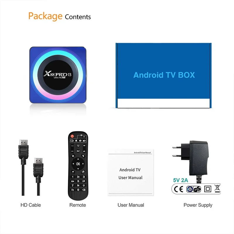 New Arrival RK3528 Android 13.0 8K HD IPTV Set Top Box X88 PRO13 4GB 64GB 5G WIFI Smart Android OTT TV Box X88 PRO 13