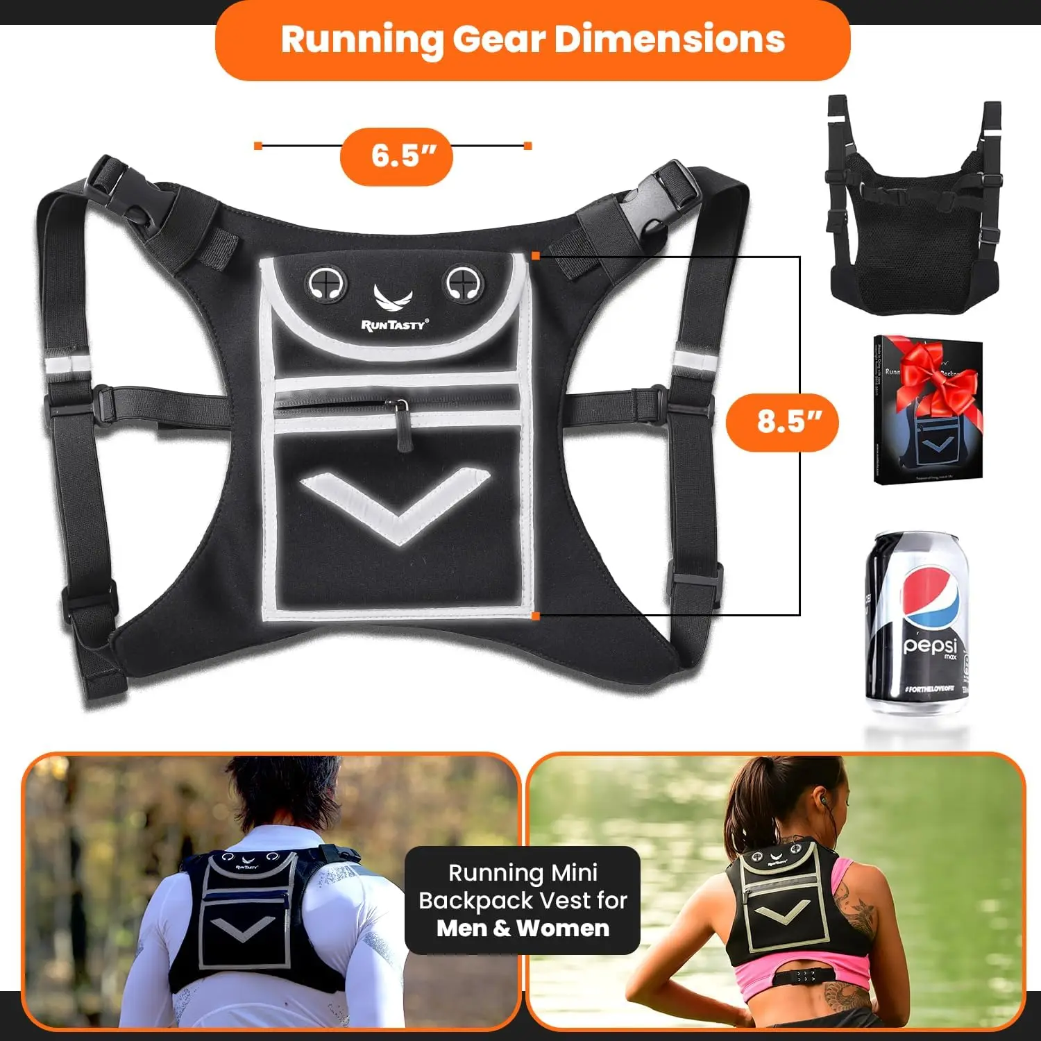 Holds Accessories Lightweight Adjustable Gear Running Mini Backpack Vest Reflective Vest Running