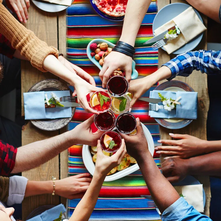 Genuine Mexican Table Runner Saltillo Serape Colorful Striped Sarape Made in China