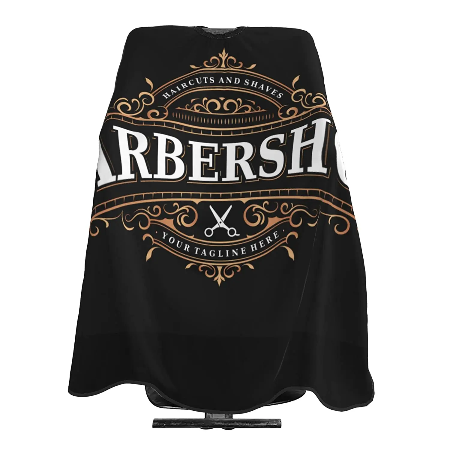 Polyester pongee OEM/ODM Customized All over printed sublimation printing barber cape gown with metal snaps & clips closure