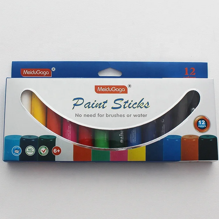 MeiduGaga 12 classic colors quick drying mess free solid paint sticks solid tempera paint sticks crayon set kit pastel