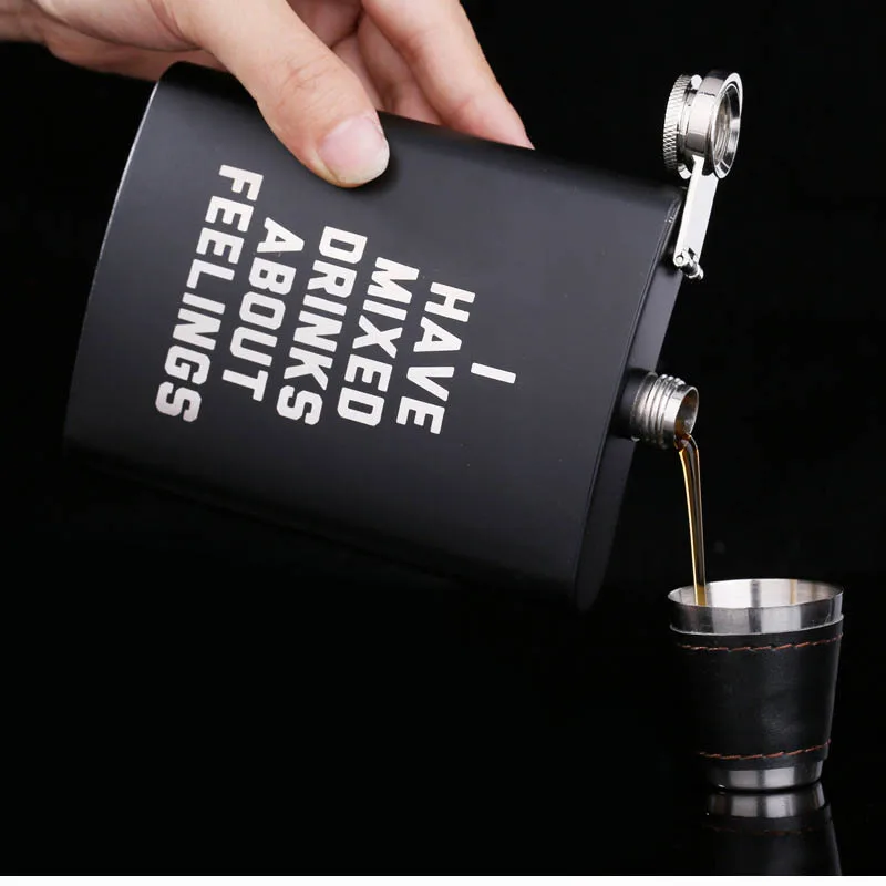 Custom Portable 304 Stainless Steel Alcohol 8oz Metal Engraved Small Matte Black Whiskey Cup Sublimation Hip Flask