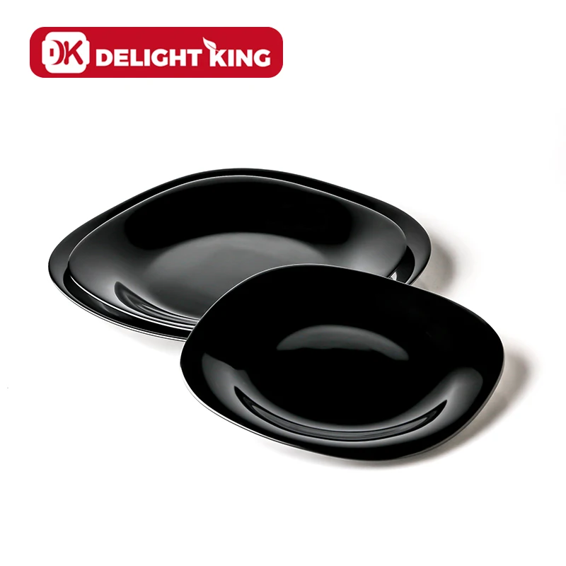 Square shape Black colored Opal Glass Dinner Plates Home tableware dishwasher safe Opal Glassware Serving fruits plates