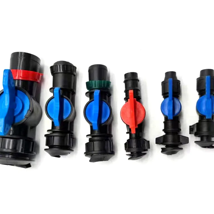 Layflat rain hose 25 28 32 40 tape valve for Drip irrigation system plastic fittings
