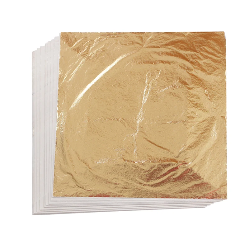 14X14 cm 1000sheets/pack Imitation Gold Leaf Sheets for Furniture Ceiling Decor Art Craft Nail Art Color #2.0 Gold Leaf Sheet