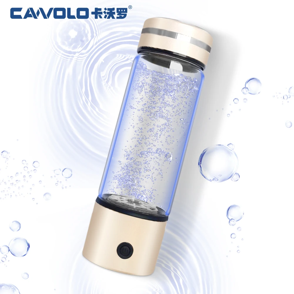2024 New Design SPE Hydrogen Bottle Water 330ml Glass Hydrogen Water Cup Cawolo Rich Hydrogen Water Bottle Generator Machine