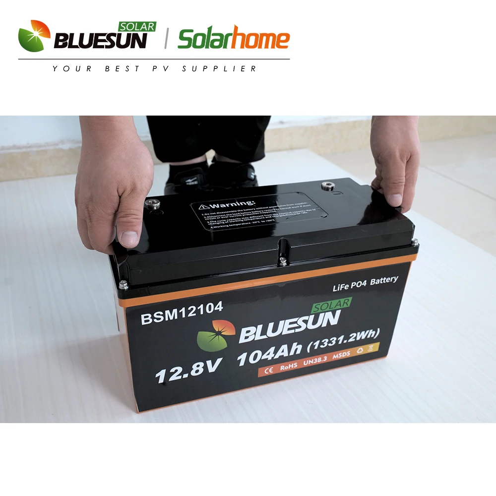 Bluesun lithium phosphate battery 12v 100ah 104ah High quality long life span and longer cycle times popular in car use