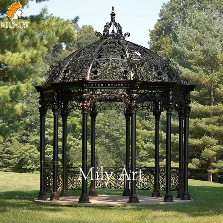 Hot Sale Outdoor Garden Large Metal Pavilion with Iron Dome Cast Iron Gazebo